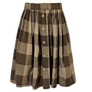 Girls Alrale Kids button front full elastic waist plaid skirt